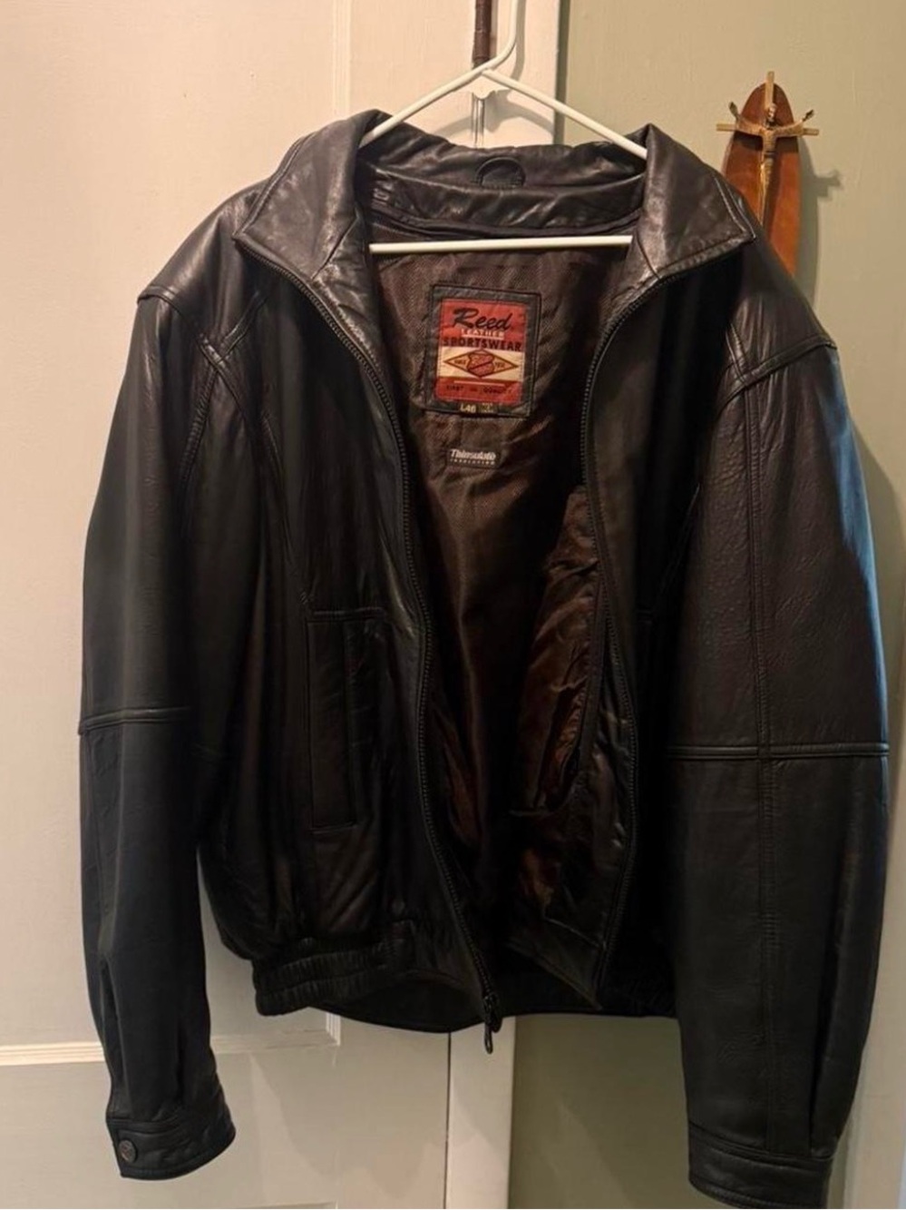 Men’s Black Leather Bomber Jacket